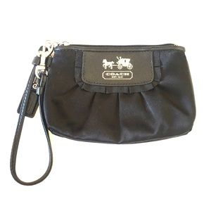 Black sateen Coach wristlet